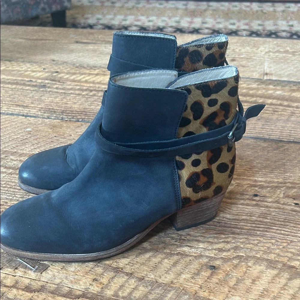 Boden Black and leopard ankle boot